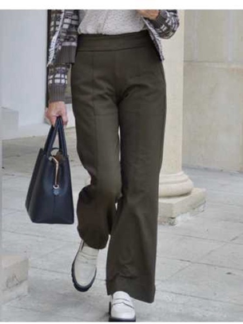 CAbi Olive Ponte Flare Academy Trousers Pants